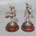 Antique Pair Of Silvered Bronze Dancing Musicians     Signed    callot     After   mile