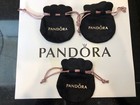 3 Pandora Gift Bags Black Velvet Jewelry Pouch Charms Ring Earrings Anti Tarnish