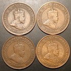 4pc  Lot Canada Edward Vii Large Cents Different Dates  1