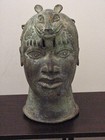 Vintage African Art Benin Bronze Head  12lbs Nigeria