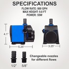 Ad 800 Gph  Adjustable Submersible Powerhead Aquarium Pump 1pc 