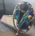 4 5 l Leaded Stained Glass Kaleidoscope Slag Art Glass Iridescent Blues
