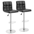  Counter Height Swivel Bar Stools Pu Leather Padded With Back set Of 2 Black