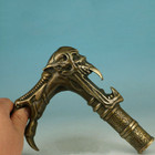 Antique Collection Bronze Handmade Casting Devil Skull Statue Walking Stick Head