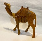 Camel Hand Carved Olive Wood   Fine Carved Details 6 1 2   T 6 1 2  L Vtg  1980