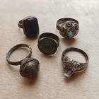 Lot Of Authentic 5 Ancient Roman To Medieval Silver Ring Rare Historical
