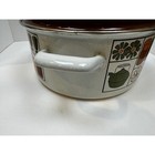 Vintage Enamelware Dutch Oven Retro 70s Kitchen Graphics Brown Lid Stockpot