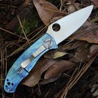 Spyderco Tenacious Folding Knife Blue Disarray Titanium D2 Steel C122tibld2p