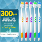 300 Pcs Premium Toothbrushes Bulk  Individually Wrapped Toothbrushes  Disposable