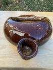 Antique 1800s Bennington Pottery Brown Splatterware Bedpan Urinal Chamber Pot