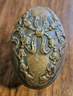 Antique Door Knob N-15610 Brass Bronze Victorian Rare Oval Ribbon Bow Flower