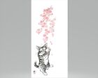 Japanese Cotton Tenugui Hand Towel Headband Bento Cloth Sakura Cat 32  X 13 5 