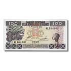 Uncirculated 1960 Guinea Banknote 100 Francs P-35a