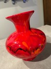 1960s Mid Century Flambe Red Drip Glaze Large Pottery Ceramic Vase Vintage 9   t