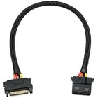 12-inch Crj 15-pin Sata To 4-pin Molex Power Adapter Cable Black Sleeved