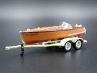 Vintage Wooden Speedster Boat On Trailer Rare 1 64 Scale Diorama Prop Model Boat