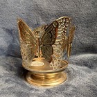 Bath   Body Works Gold Metal Butterfly 3-wick Candle Holder Sleeve 4 In
