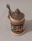 Miniature  3 Tone Toasting Girl  Relief  German  Beer  Stein