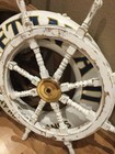 Hand Painted Wooden Ship Wheel Distressed White 36  Nautical Beach Home Decor