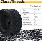 2 Pack 20x10-10 Atv Utv Tires 20x10x10 All-terrain 4pr Off-road Tires Tubeless