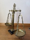 Vtg Large Brass Marble Scale Of Justice Balance Lawyer Office Libra Zodiac Italy