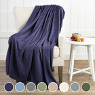 Full Queen Size Fleece Blanket Navy   Comfy Supersoft Fleece Blanket Full Size