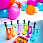 Metallic Trumpet Noise Makers - 12 Pack  7   Fun Mini Shiny Blow Horn Plastic