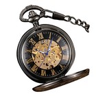 100  New Vintage Skeleton Mechanical Pocket Watch Roman Numerals Dial Steampunk   