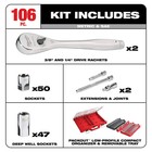 Milwaukee 48-22-9486 1 4 -3 8    Ratchet Socket Set W  Packout Case - 106pc
