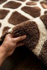 Modern Giraffe Print Wool Rug Brown Pebble Geometric Hand Tufted Area Room Carpe