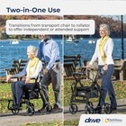 Black Drive Medical 795bk Duet Folding Transport Wheelchair And Rollator Walker