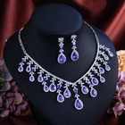 Wedding Bridal  Cz Jewelry Set Zirconia Necklace Earrings Set