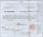1849 Boston  Ma Northern Railroad Stock Certificate No  7391 For 2 Shares