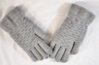 Girl s Grey Warm Lined Gloves Textured Knit  Extra Warm