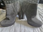 Michael Kors Gray Suede Platform Ankle Boots Back Zip Round Toe Us 9