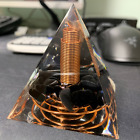 Spiral Copper Orgonite Pyramid Obsidian Orgone Healing Crystal Energy Meditation