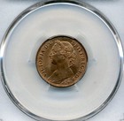 Great Britain  Farthing  1882-h Pcgs Ms65 Rb 
