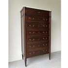Antique Louis Xvi White Marble Top Semainier Seven Drawer Chest Of Drawers   Key