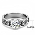 Stainless Steel Engagement Ring 7 7mm Heart Shape Cz W  Pave