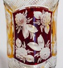 Antique Bohemian Czech Vase Crystal Ruby Diamond Cut Clear 19th C Amber Panels