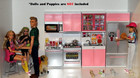 Doll Kitchen Play Set  Mini Modern Toy Pink Kitchen Pretend Play Furnitures Toy 
