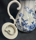 Estee Lauder Blue   White Floral Teapot Full Of Beautiful Scented Bath Milk 1979