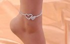 6ct Round Cut Simulated Diamond Women s Heart Anklet 14k White Gold Plated