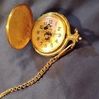 Verichron Quartz Full Hunter Pocket Watch Mickey Mouse Dial W  Chain