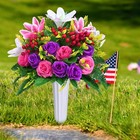 2 Sets Artificial Cemetery Flowers For Grave  Realistic Grave Flowers Memorial F