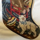 Vintage 80 s Wool Needlepoint Christmas Stocking Cat presents  Toys 