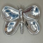 Mariposa Butterfly Polished Aluminum 6 75  Wide Trinket Dish Canape Plate Euc