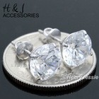 Men Women 925 Sterling Silver 9mm Icy Bling Cz Round Screw Back Stud Earring e88