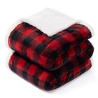 Plaid Red Sherpa Fleece Throw Blanket - Soft Warm - 50 x60  - Red