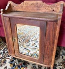 Antique Oak Bathroom Medicine Cabinet With Mirror Rare Knob